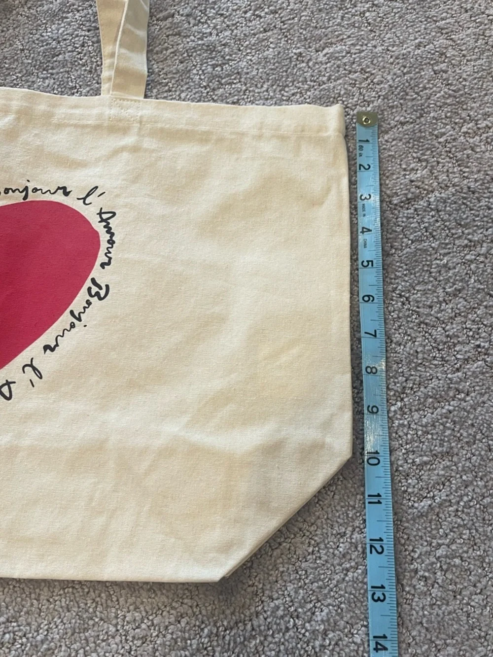 Sezane Limited Edition Canvas Heart Tote Bag, Ivory, Red Heart, Never Used, NEW